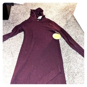 Purple hooded sweater dress long sleeve